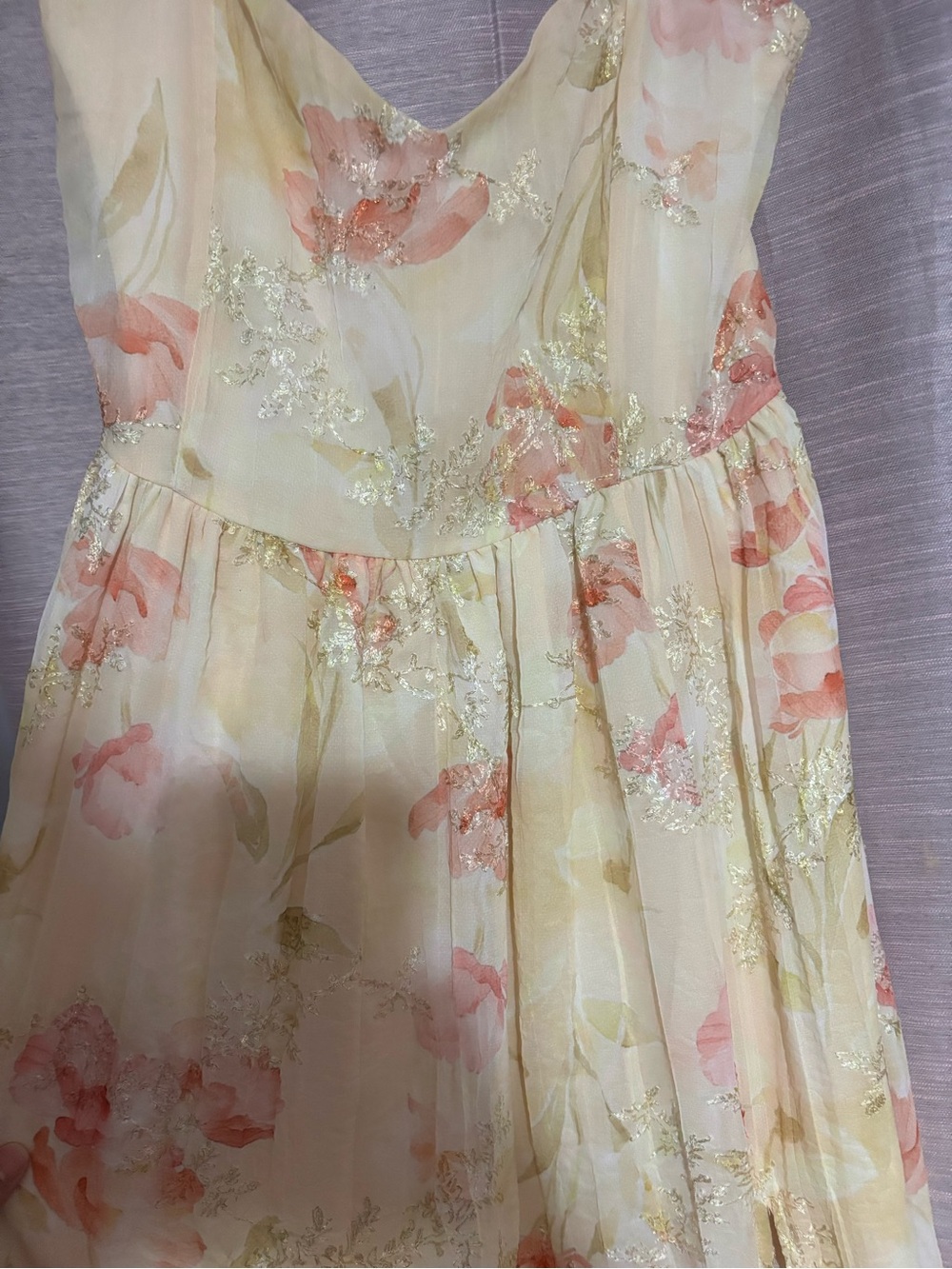Lulu's Pale Yellow Floral Maxi Dress with Pink Accents - Picture 4 of 5
